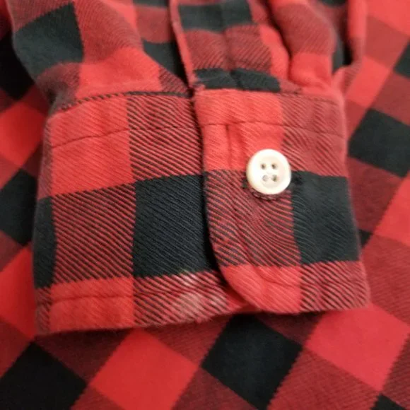 Vintage Polo Ralph Lauren Buffalo Plaid Flannel Button Up Shirt Pony Logo Large